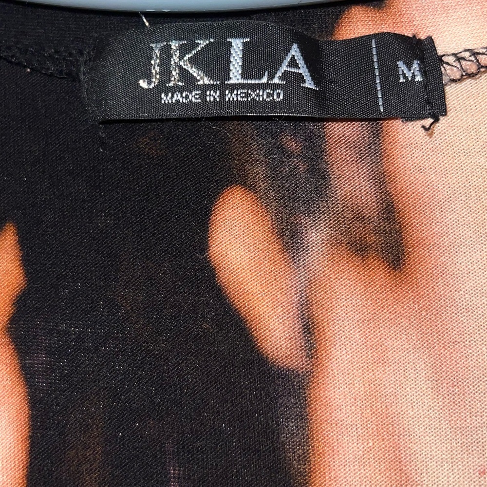 JKLA Black Bleach Tie Dye Draped Open Front Stretch Lightweight Cardigan Size M - Picture 8 of 8